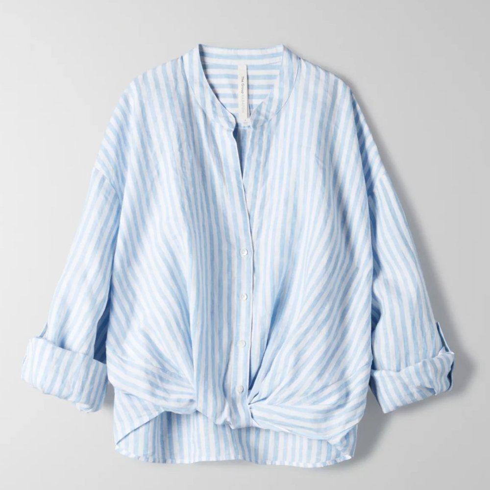 Adara Blouse Twist-front linen blouse The Group by Babaton